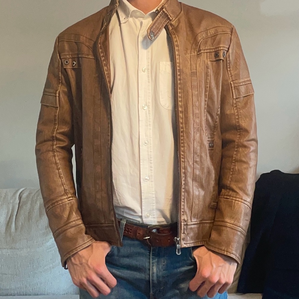 Men's Faux Brown Leather Jacket
